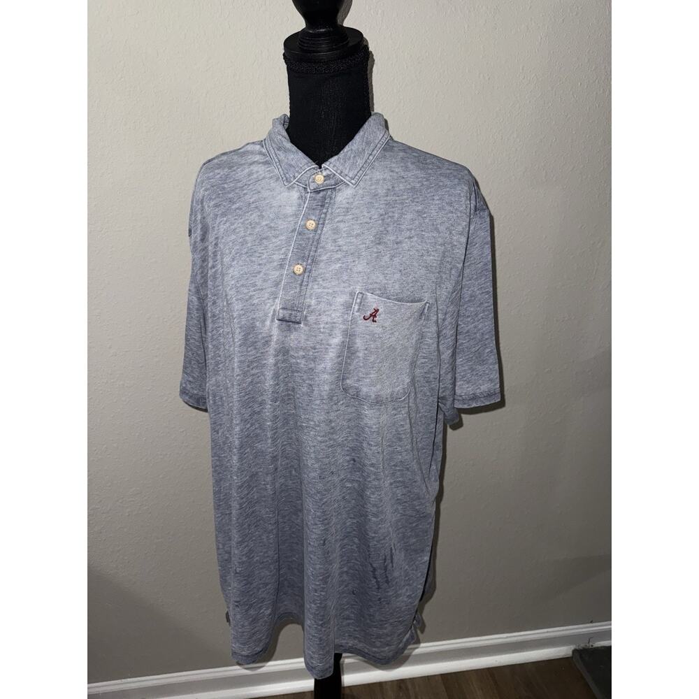 Johnnie-O Hangin' Out Alabama Crimson Tide Polo Shirt Mens XL Gray Heather READ￼